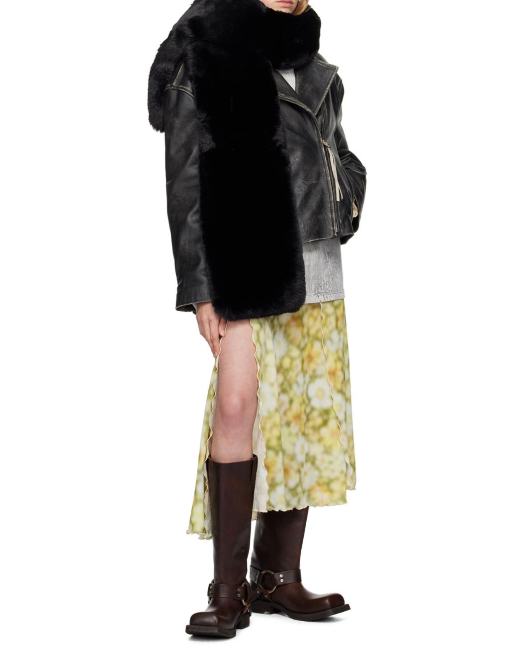Acne Black Faux-Fur Scarf for men
