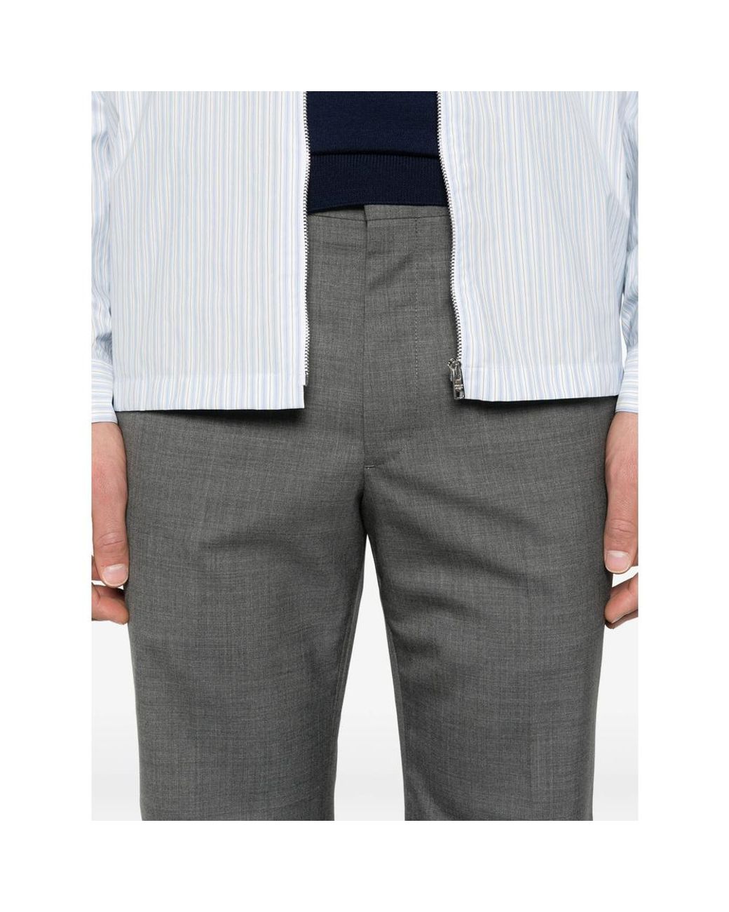 Prada Gray Pleated Tailored Pants for men