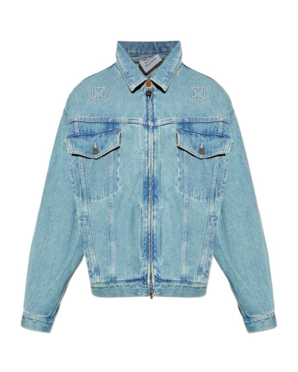 Vetements Blue Logo-Print Denim Jacket for men