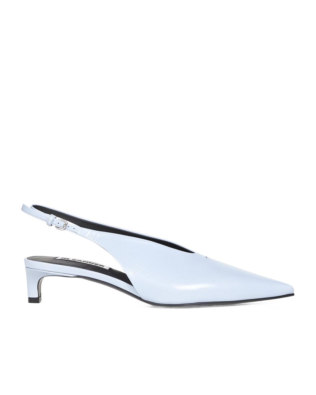 Jil Sander White Pointed Toe Slingback Pumps