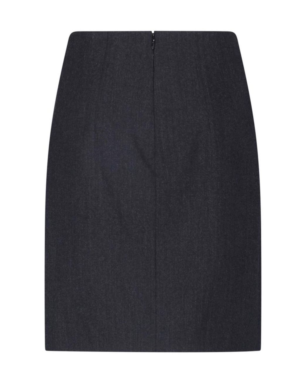 Gucci Black Stretch Wool Mini Skirt With Split