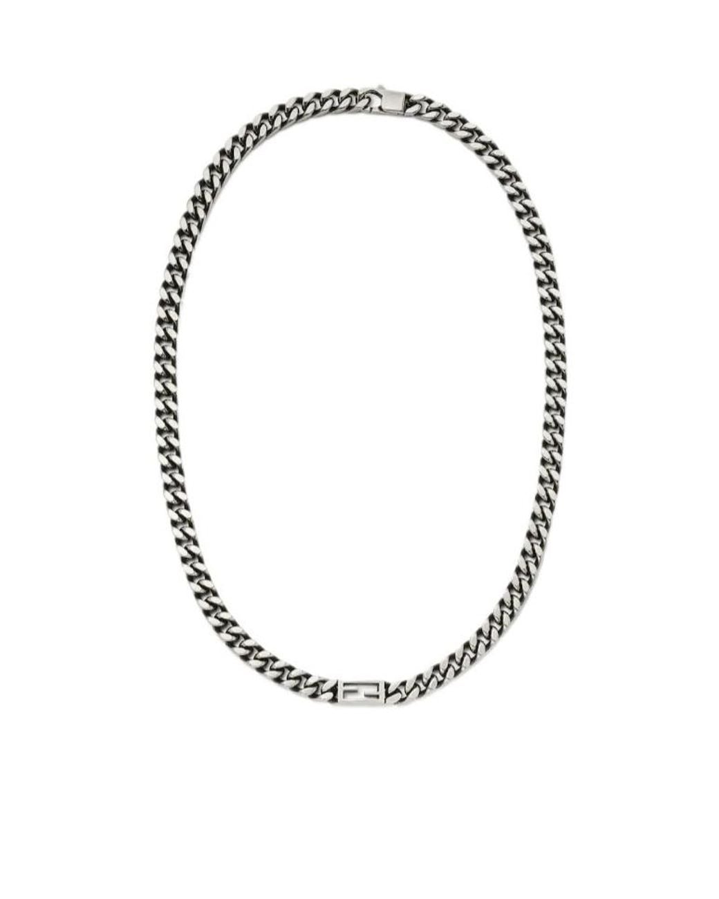 Fendi Metallic Colored Curb Chain Necklace for men