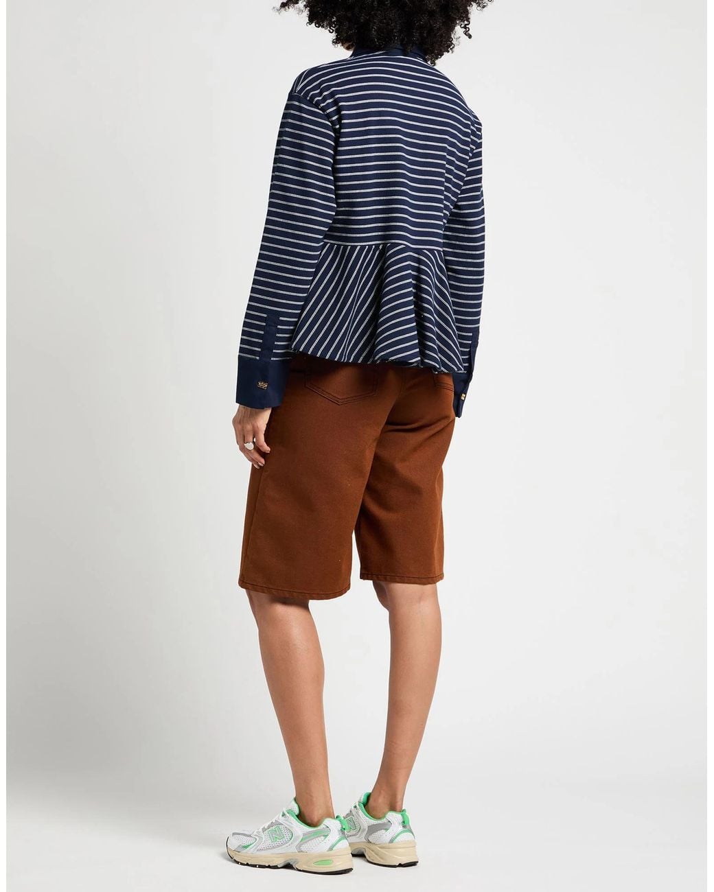 Ganni Blue Striped Long-Sleeve Top