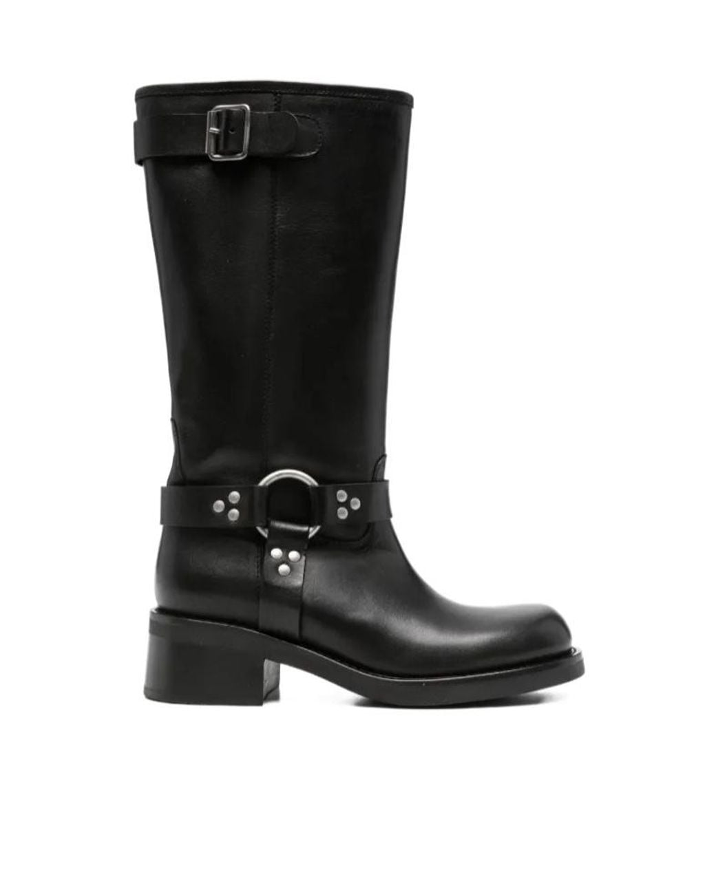 P.A.R.O.S.H. Black Buckle-Strap Studded Boots