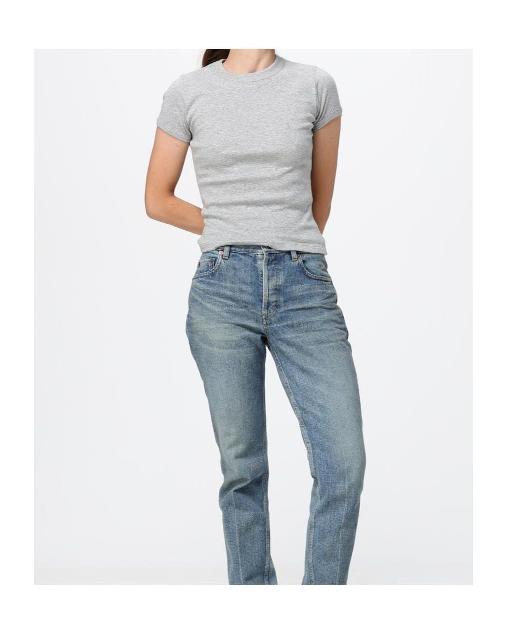 Saint Laurent Gray Cassandre Crewneck T-Shirt