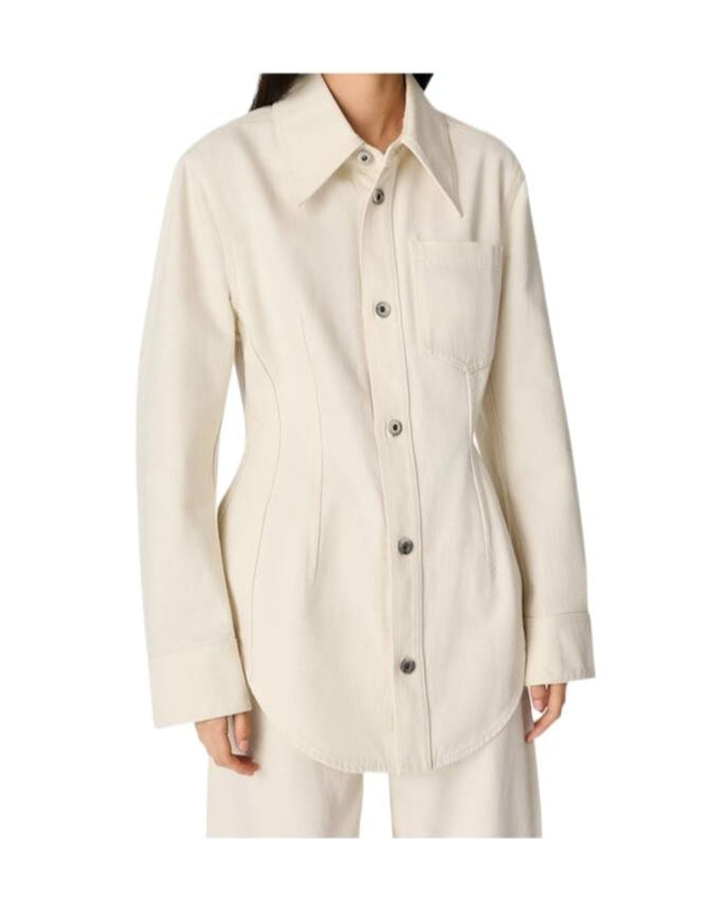 Bottega Veneta White Long Sleeved Denim Shirt