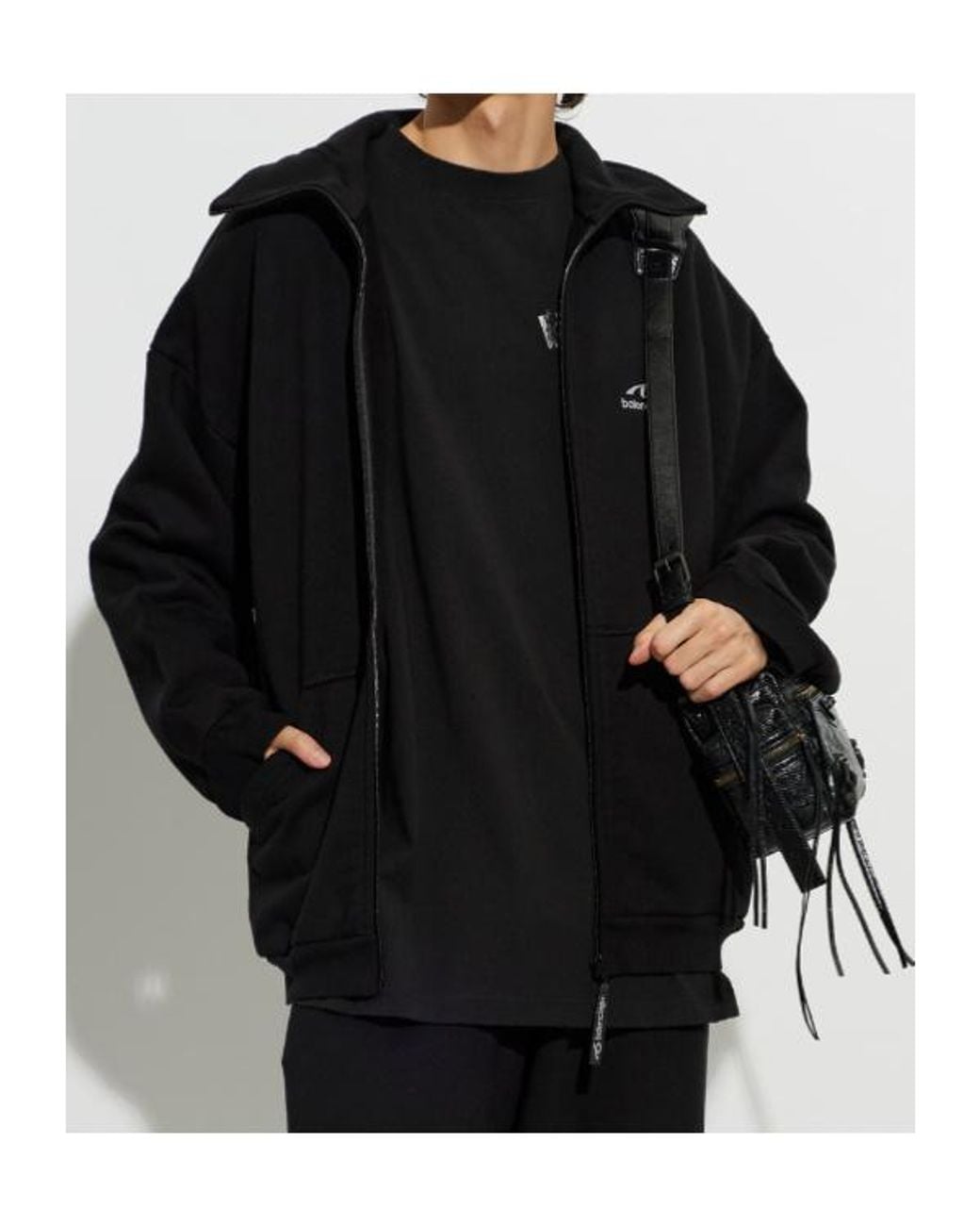 Balenciaga Black Long-Sleeve Zip-Up Sweatshirt for men