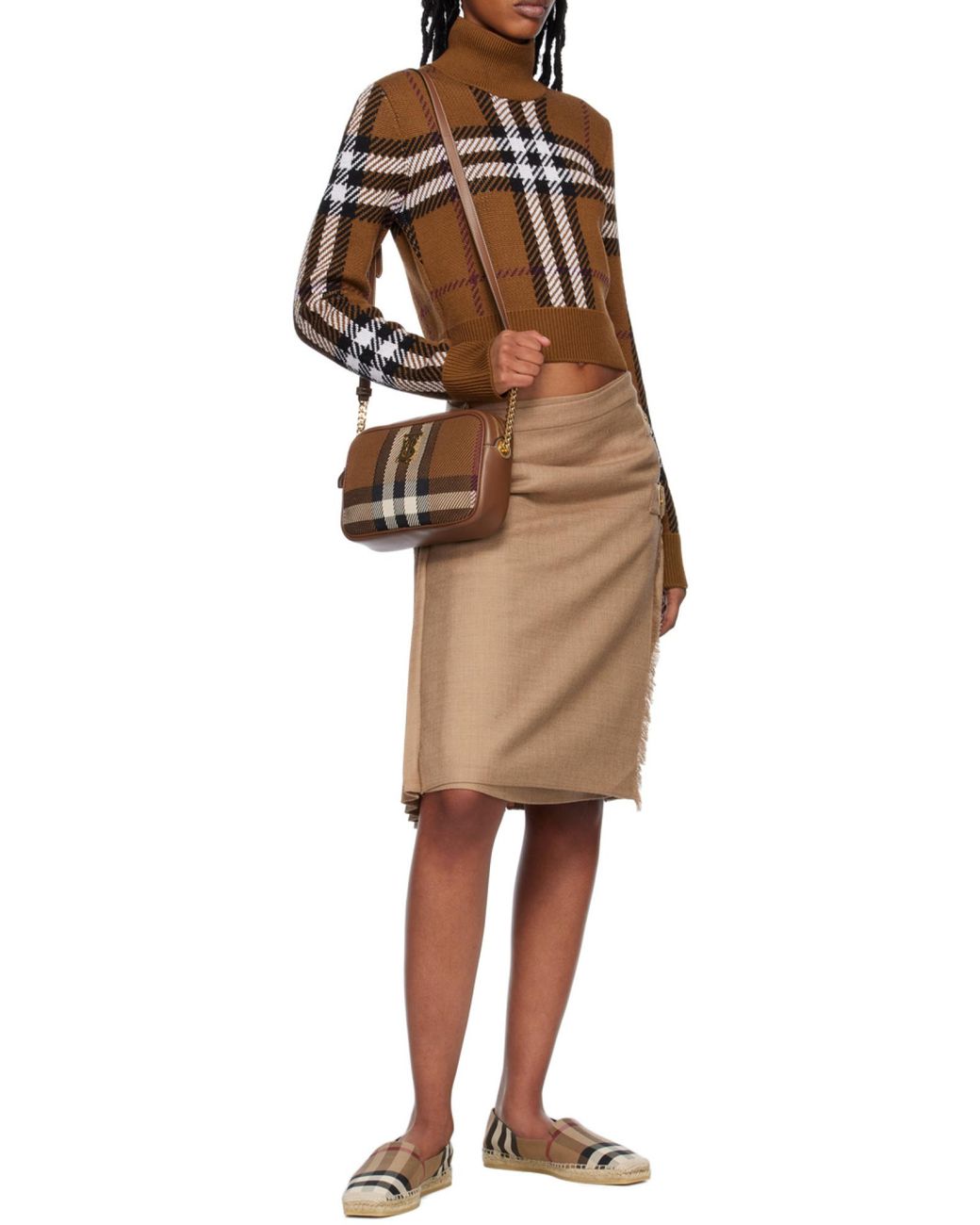 Burberry Brown Burb Lola Knit Camera Shldr Bag