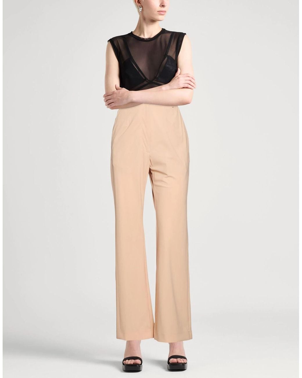 MM6 by Maison Margiela Natural Solid Color Straight-Leg Pants