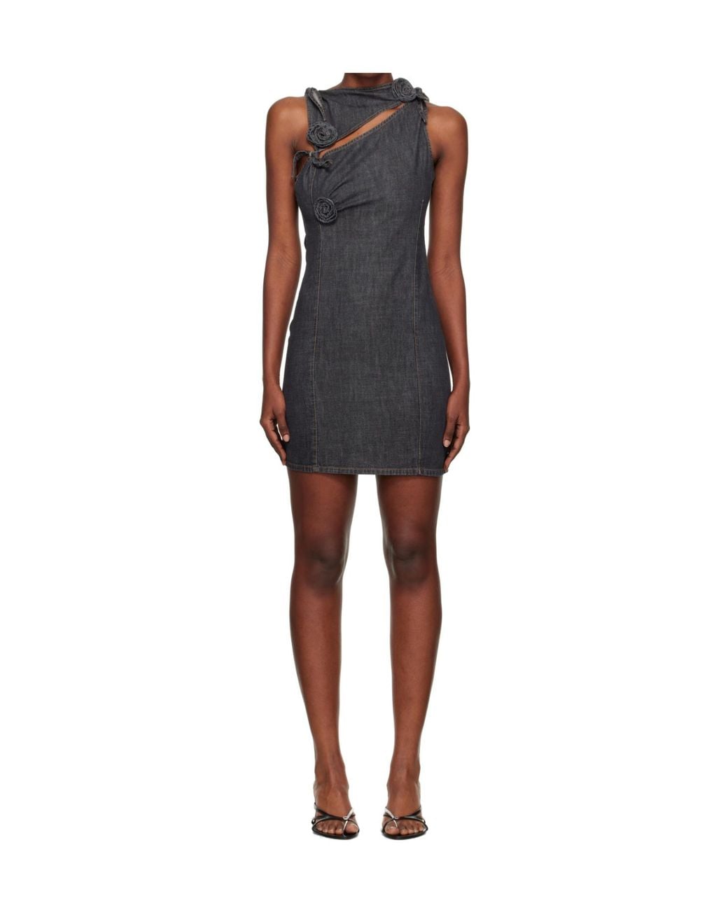 Coperni Black Floral Appliqué Mini Dress