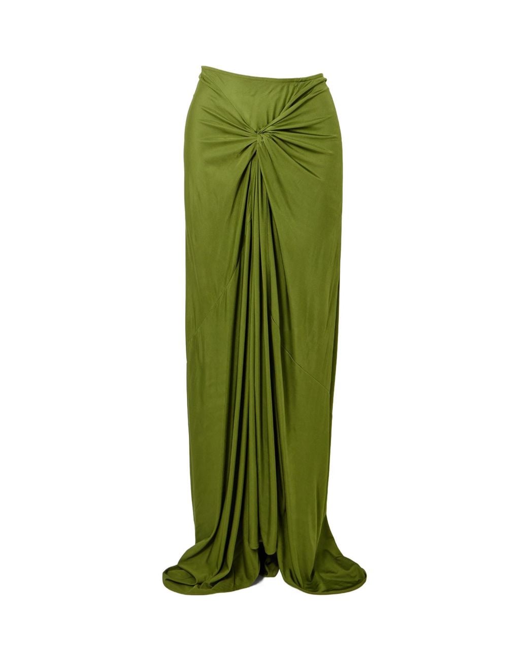 Dries Van Noten Green Pleated Knit Long Dress