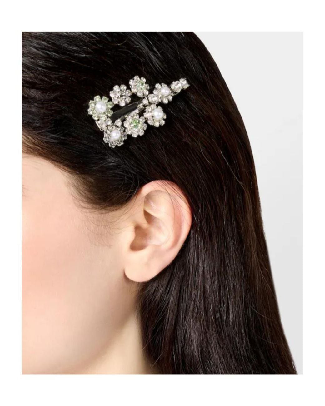 Roger Vivier White Flower Strass Hair Clip