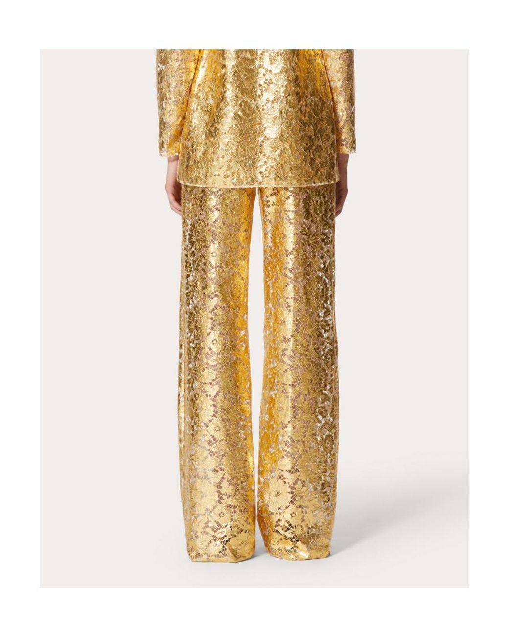 Valentino Metallic All-Over Patterned Straight Leg Trousers