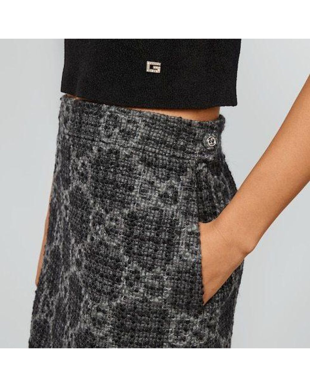 Gucci Black Gg Tweed Skirt