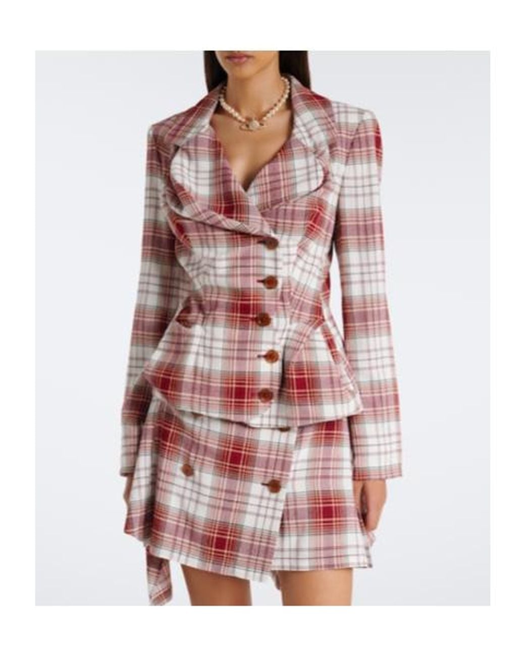 Vivienne Westwood Red Drunken Tartan Crêpe Blazer
