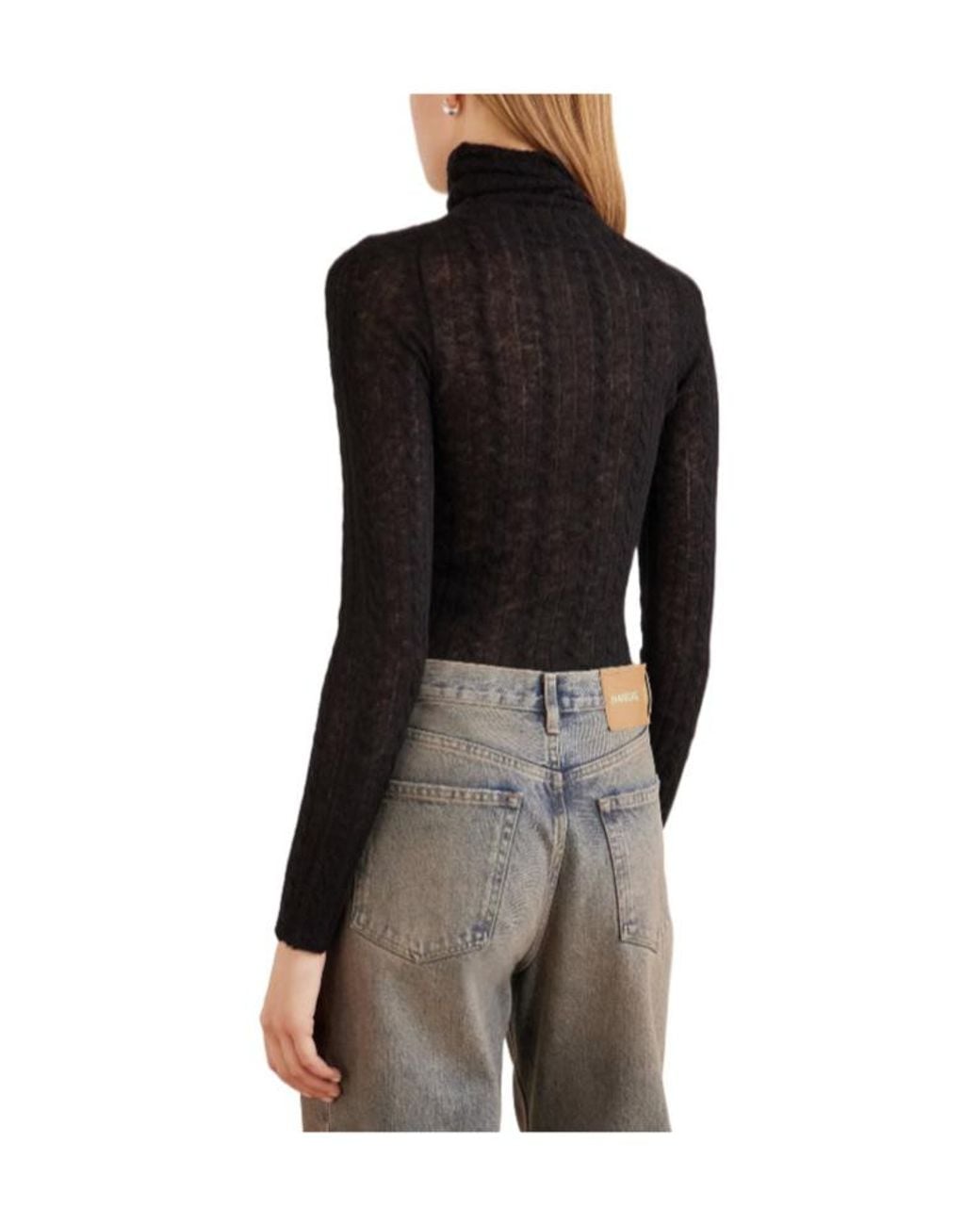 Haikure Black Solidcolor Longsleeve Knit Bodysuit