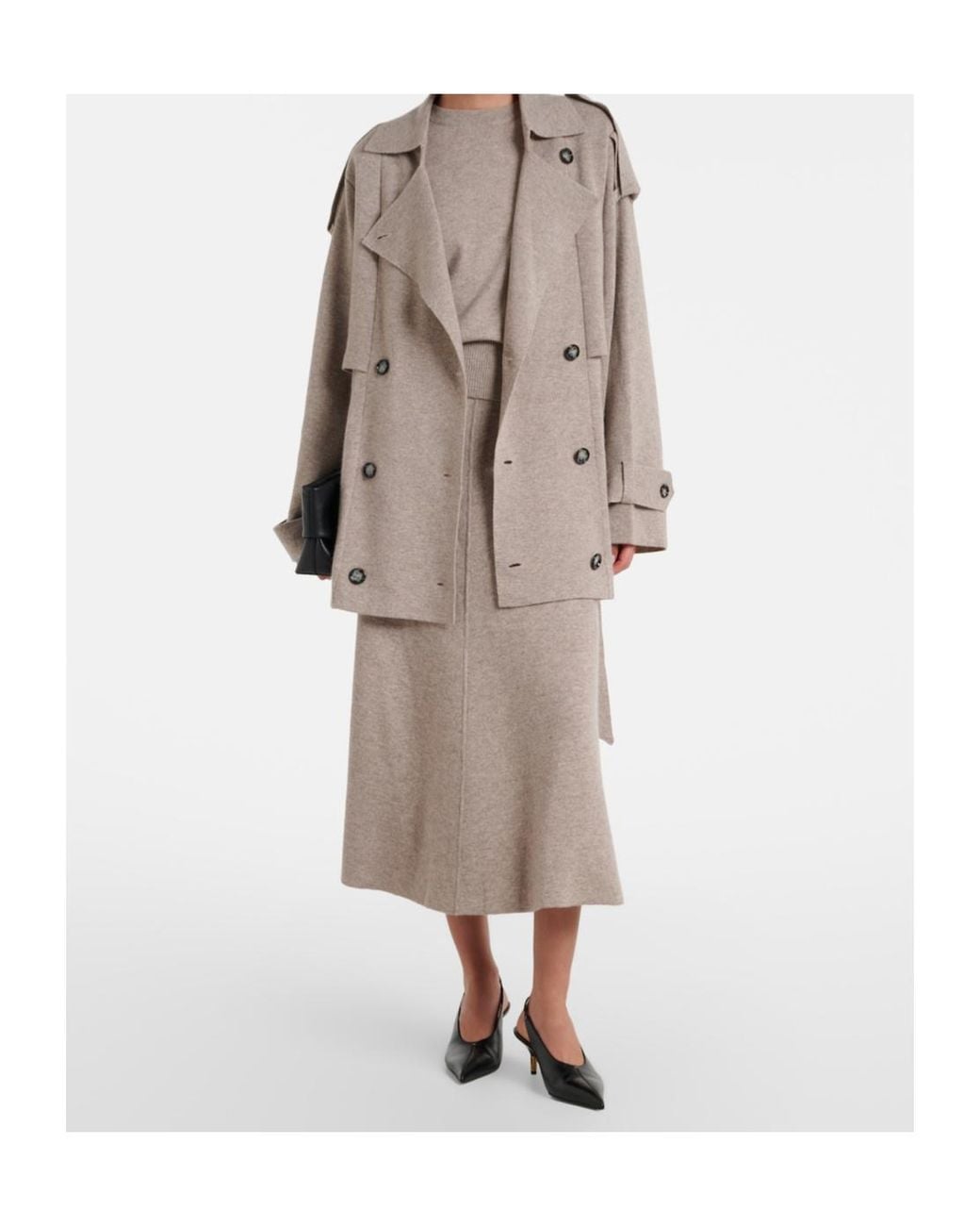 Jardin Des Orangers Natural Cropped Wool And Cashmere Trench Coat