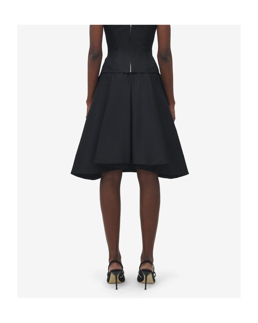 McQueen Black Duchess Midi Skirt