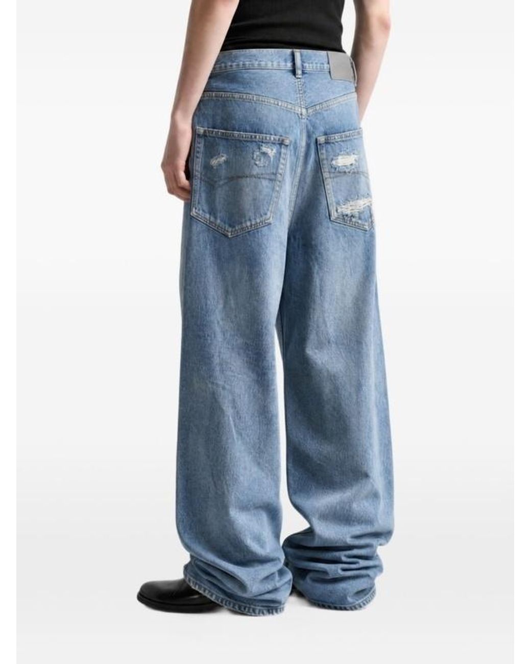 Balenciaga Blue Baggy Distressed Jeans for men