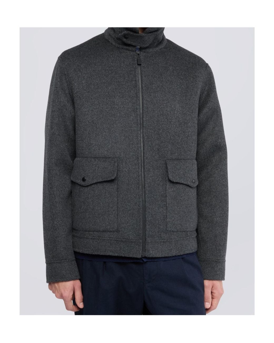 Aspesi Black Double Wool Coat for men