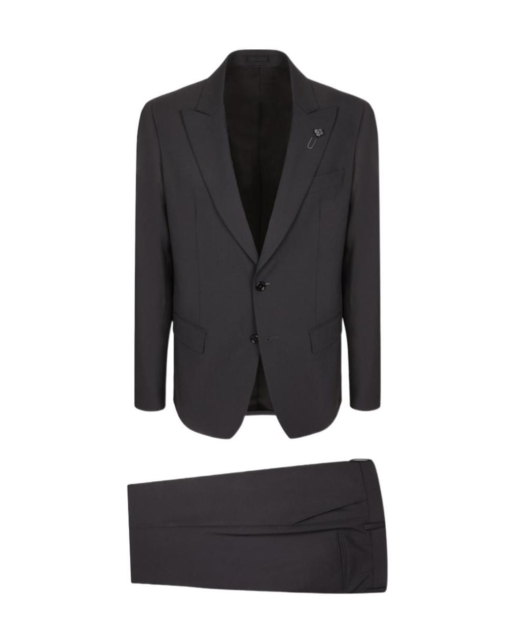 Lardini Black Long-Sleeved Suit And Trousers Set for men