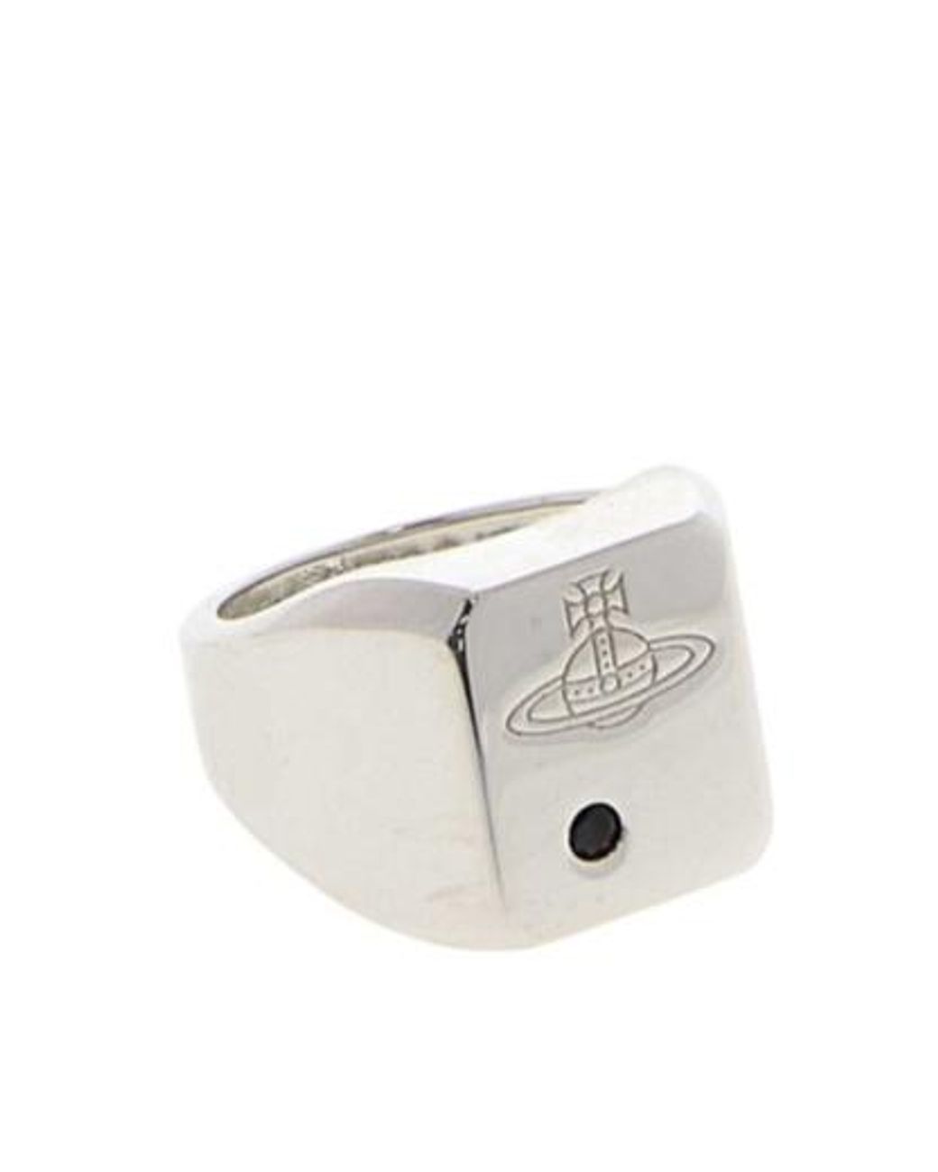 Vivienne Westwood White Carlo Signet Logo Engraved Ring for men