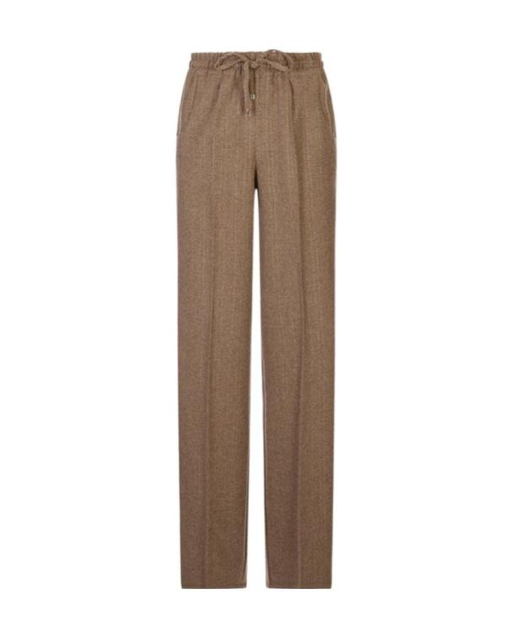 Kiton Brown Pinstripe Drawstring Trousers