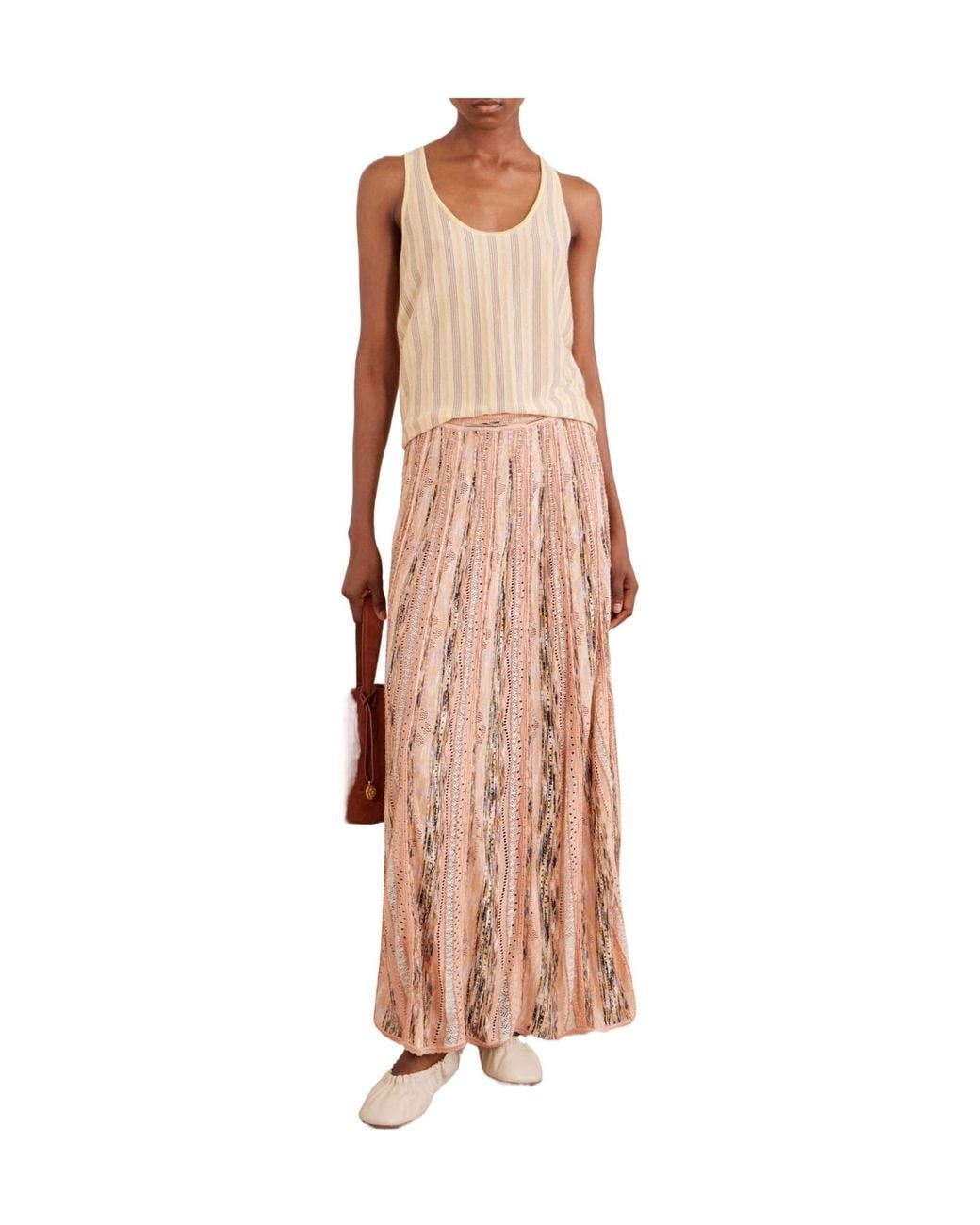 Ulla Johnson Natural Clio Geometric-Pattern Maxi Skirt