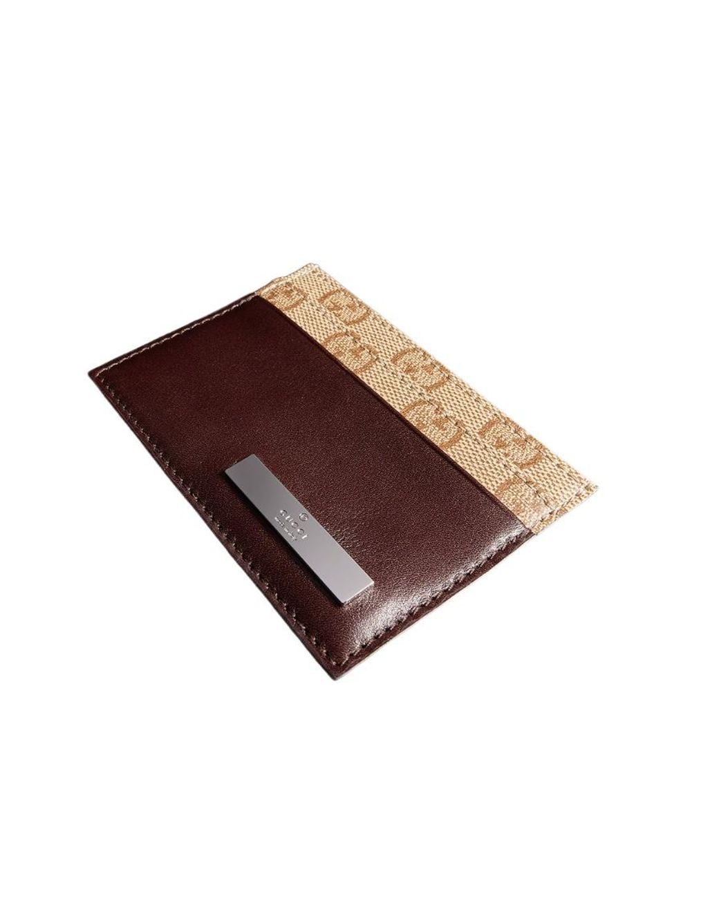 Gucci Brown Card Case With Metal Tag for men