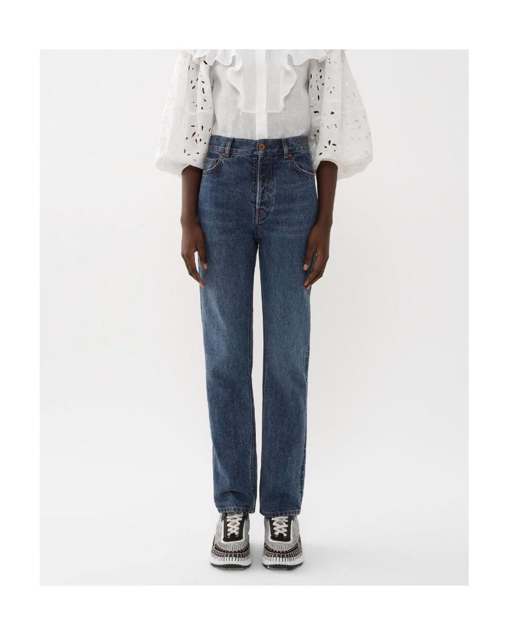Chloé Blue High-Waisted Straight-Leg Jeans