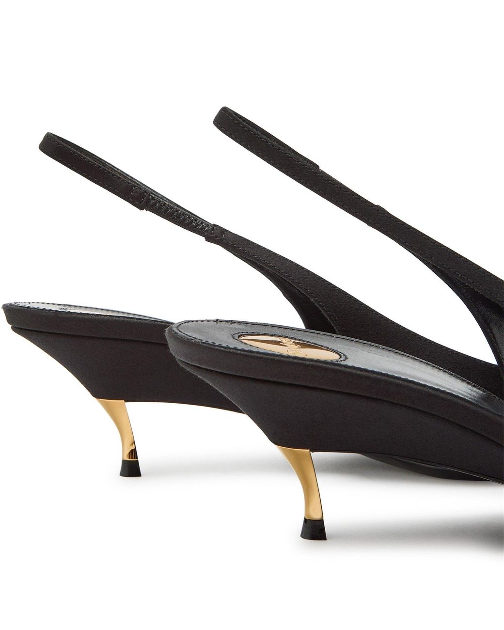 Saint Laurent Black Satin Slingback Pumps