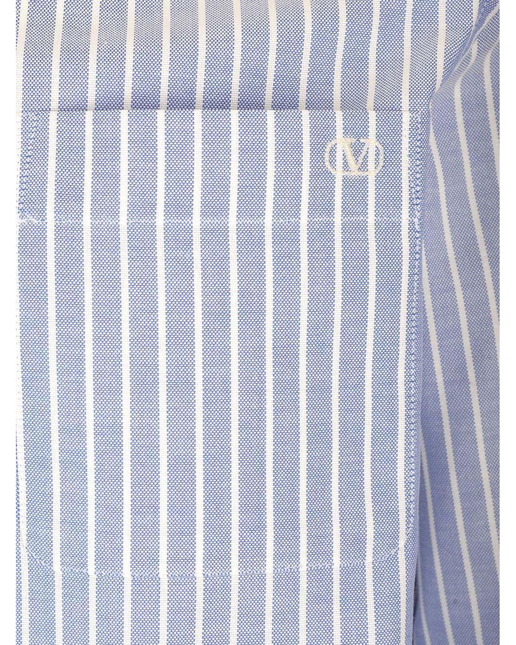 Valentino Blue Striped Button-Up Shirt for men