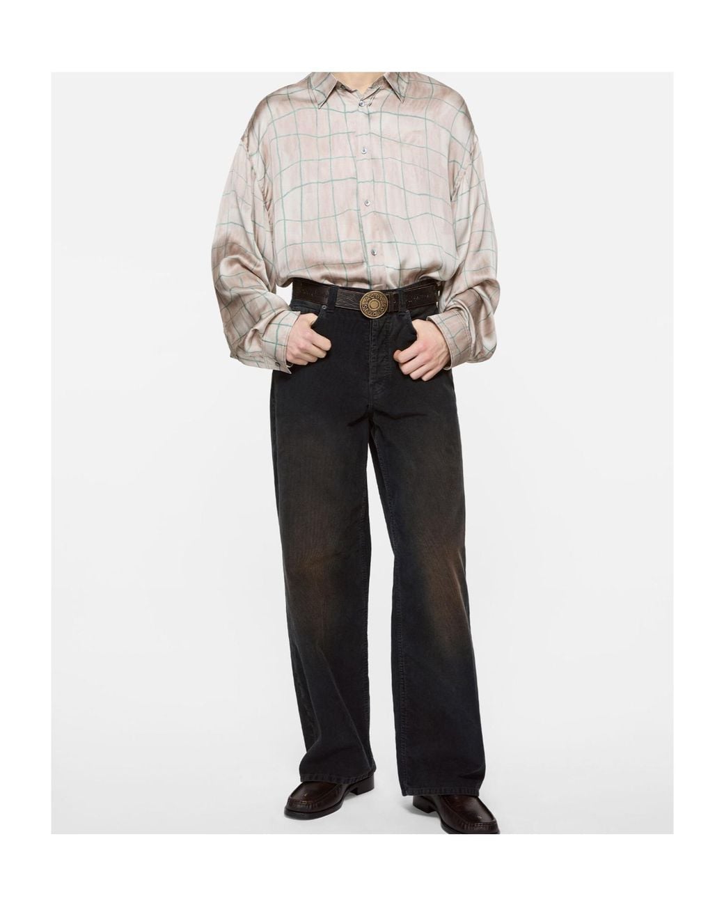Acne Black Logo Patch Wide-Leg Jeans for men
