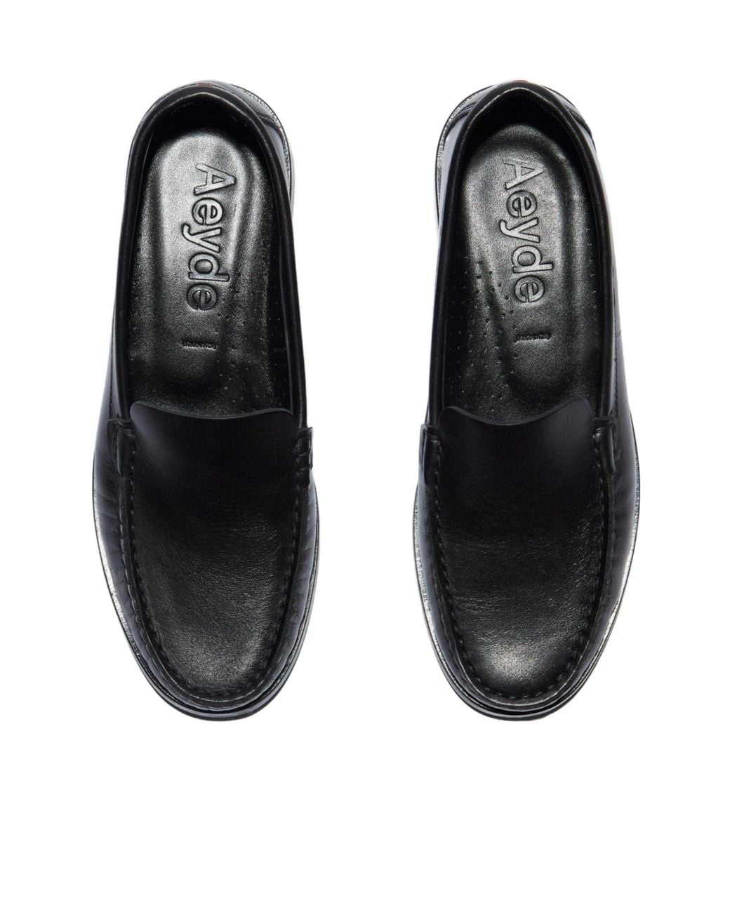 Aeyde Black Glossy Slip-On Loafer