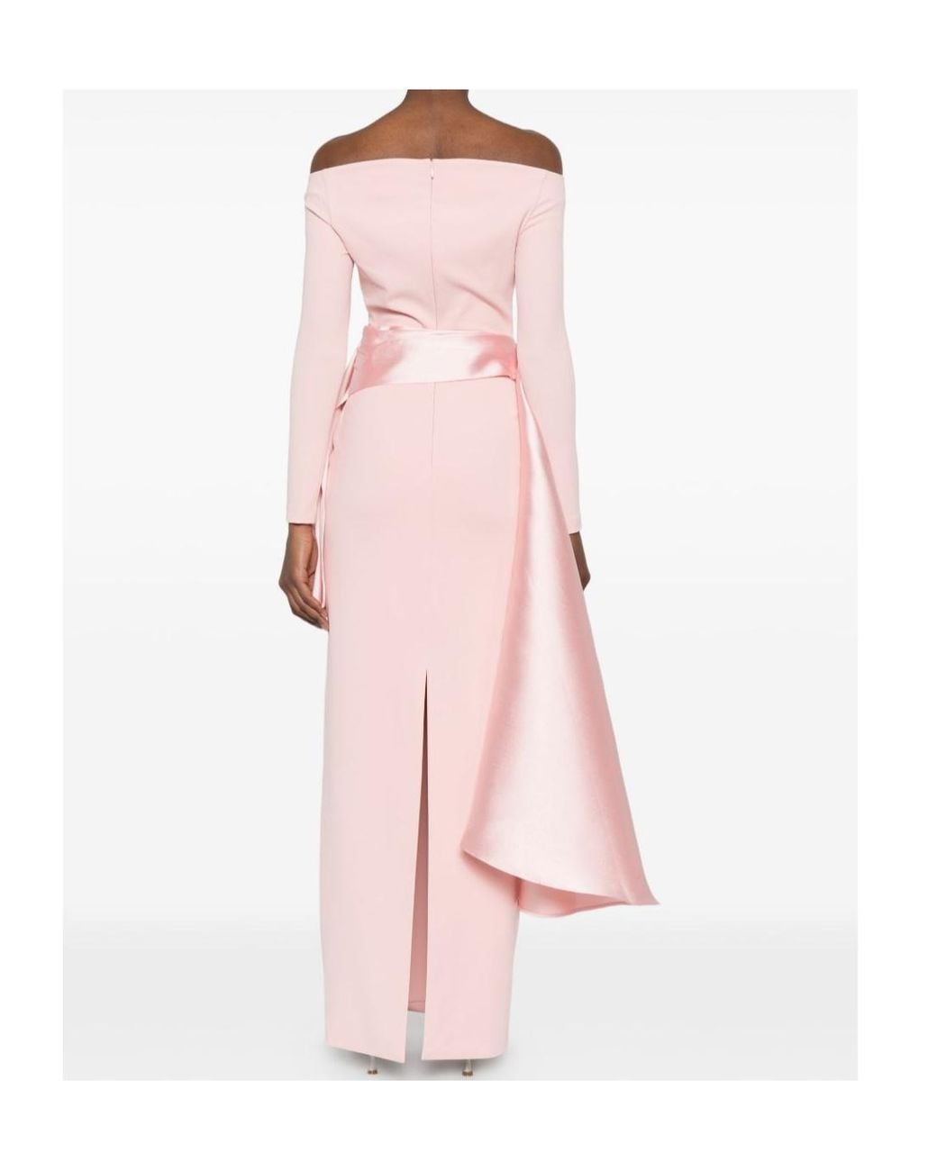 Solace London Pink Ruffled Long Sleeve Maxi Dress