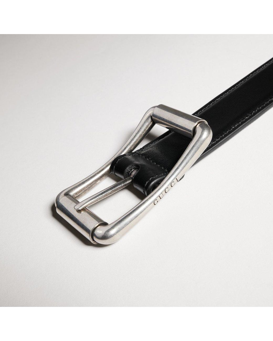 Gucci White Reversible Belt With Roller Buckle for men