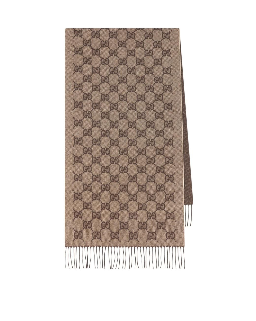 Gucci Brown Gg Cashmere Lamé Scarf