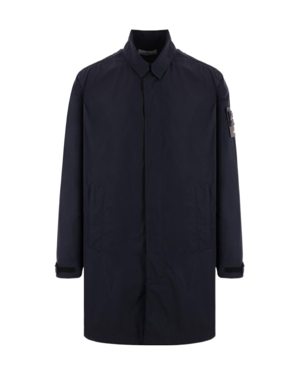 Stone Island Blue Compass-Badge Long-Sleeved Coat for men