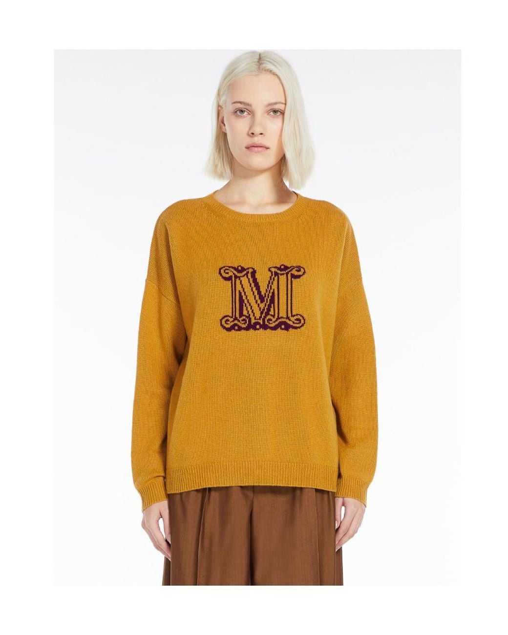 Max Mara Yellow Jacquard Knitted Sweater