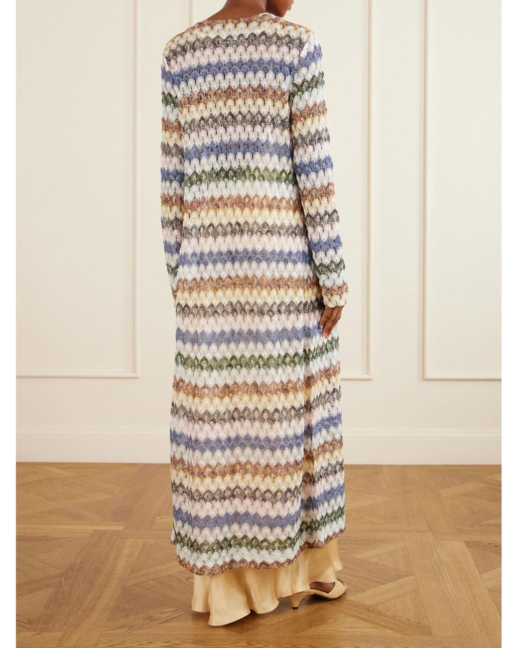 Missoni White Striped Crochet-Knit Cardigan