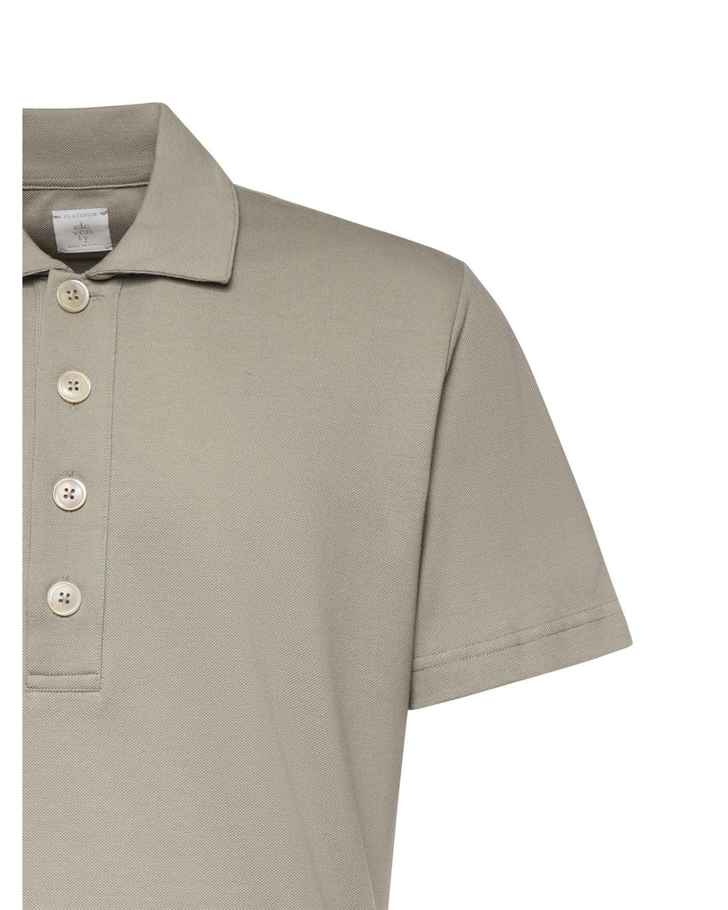 Eleventy Natural Button-Detailed Short Sleeved Polo Shirt for men