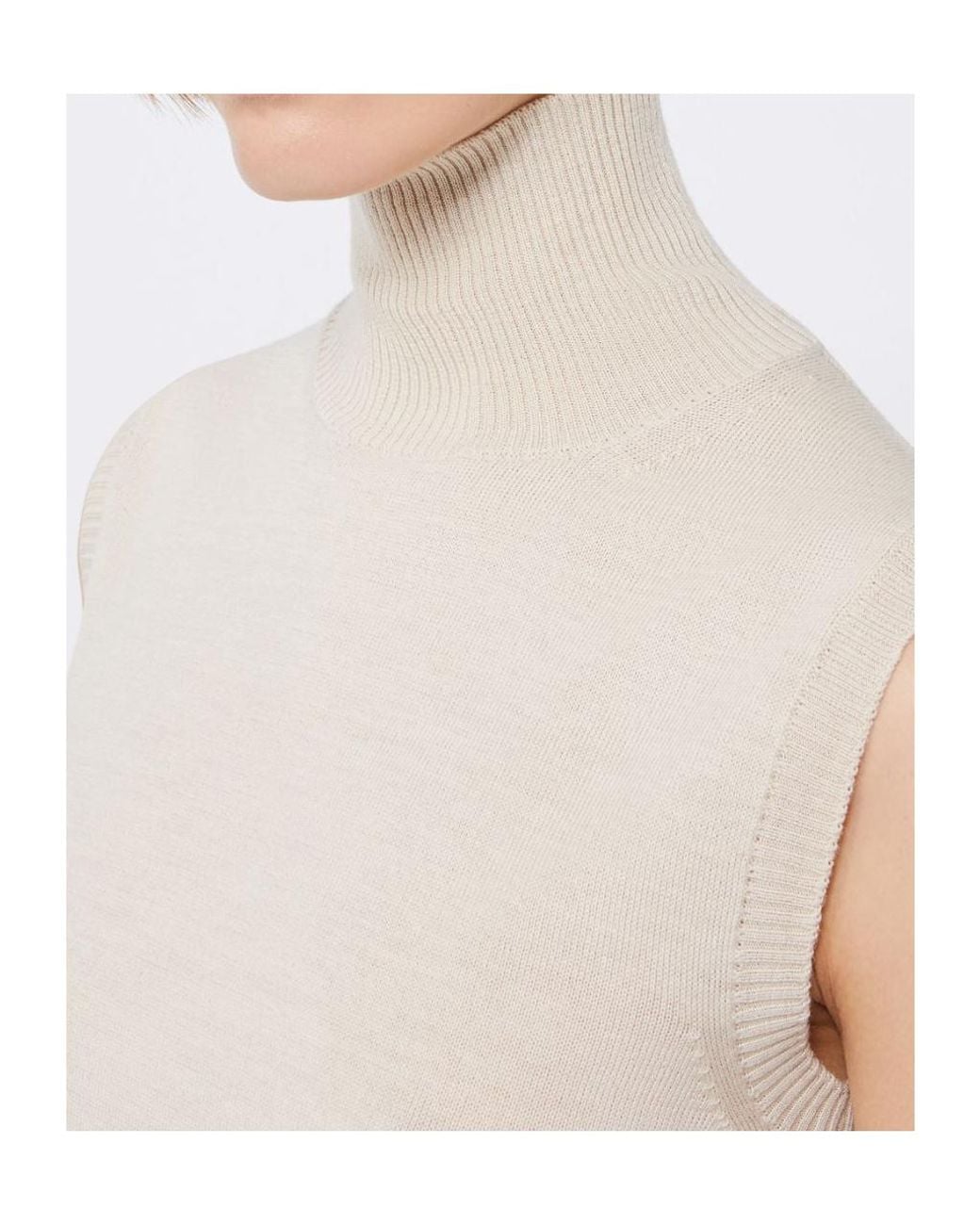 Sportmax White Turtleneck Sleeveless Jumper
