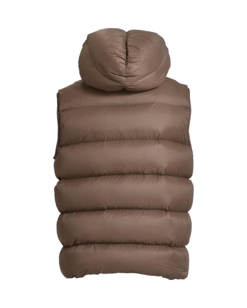 Rick Owens Brown Sealed Hooded Down Gilet for men