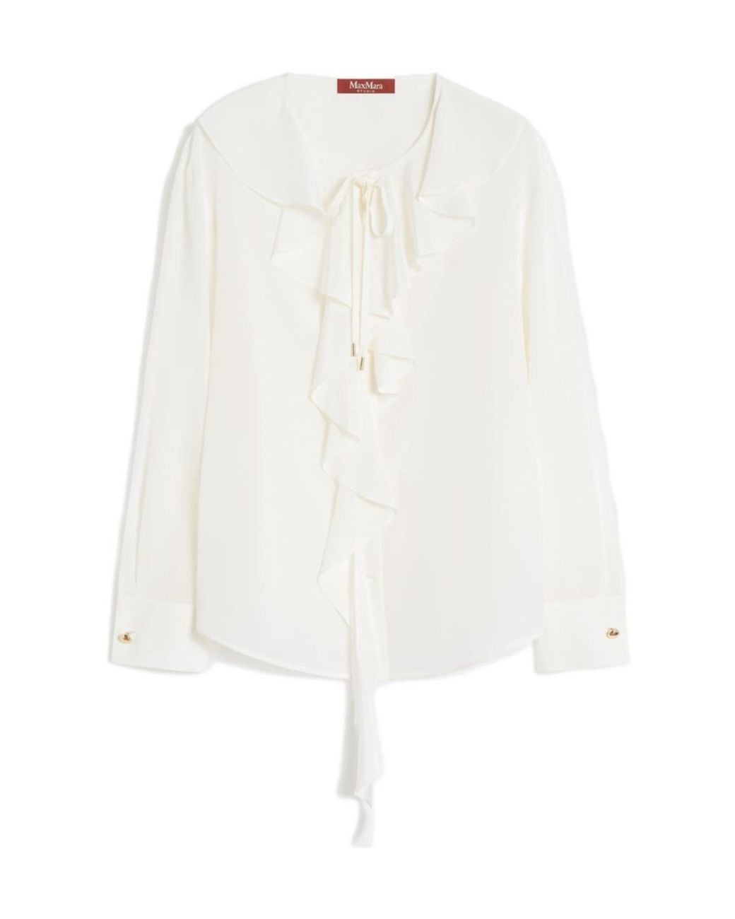 Max Mara White Studio Epica Ruffle Detailed Crewneck Top