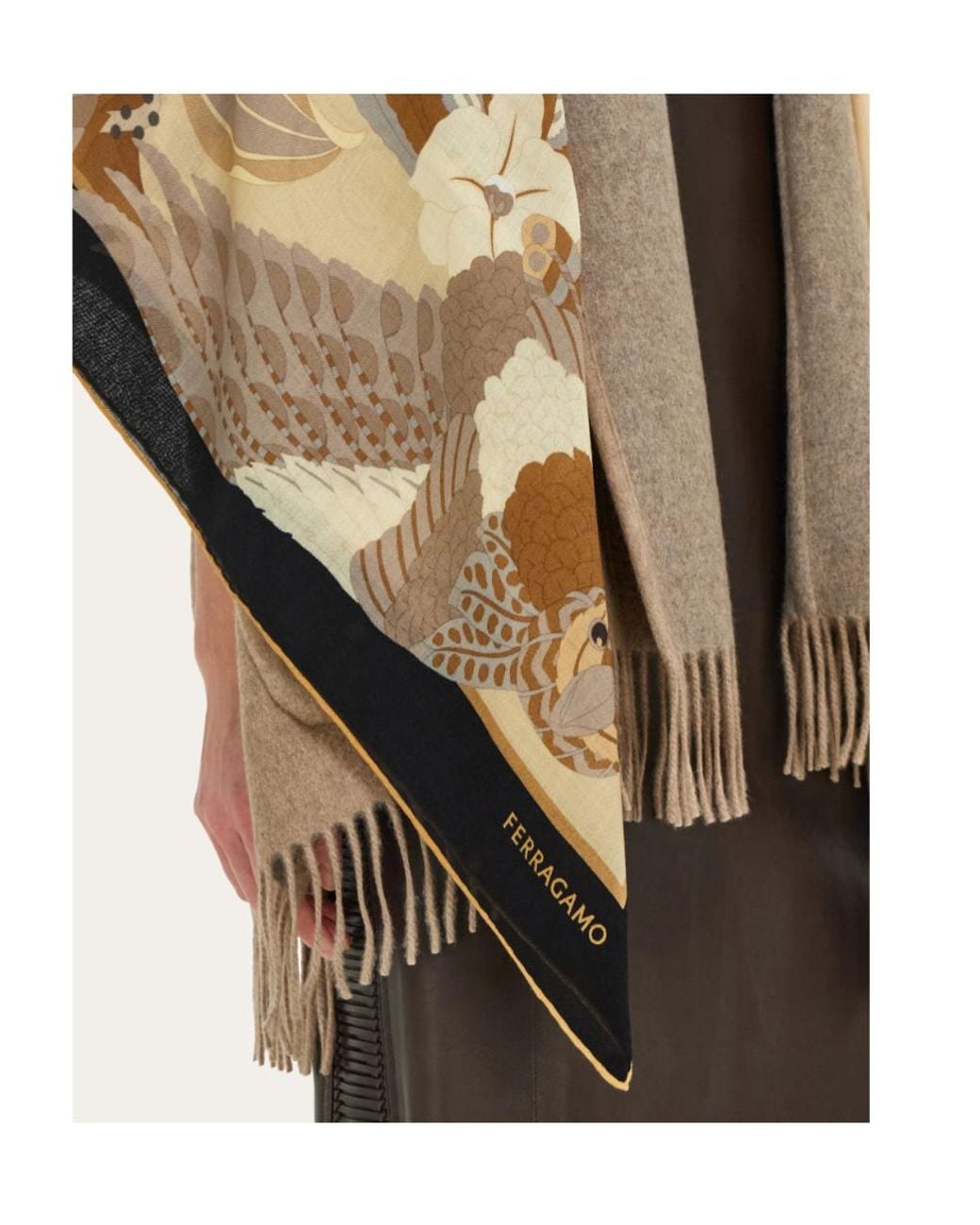 Ferragamo Metallic Parrots Print Cashmere Shawl