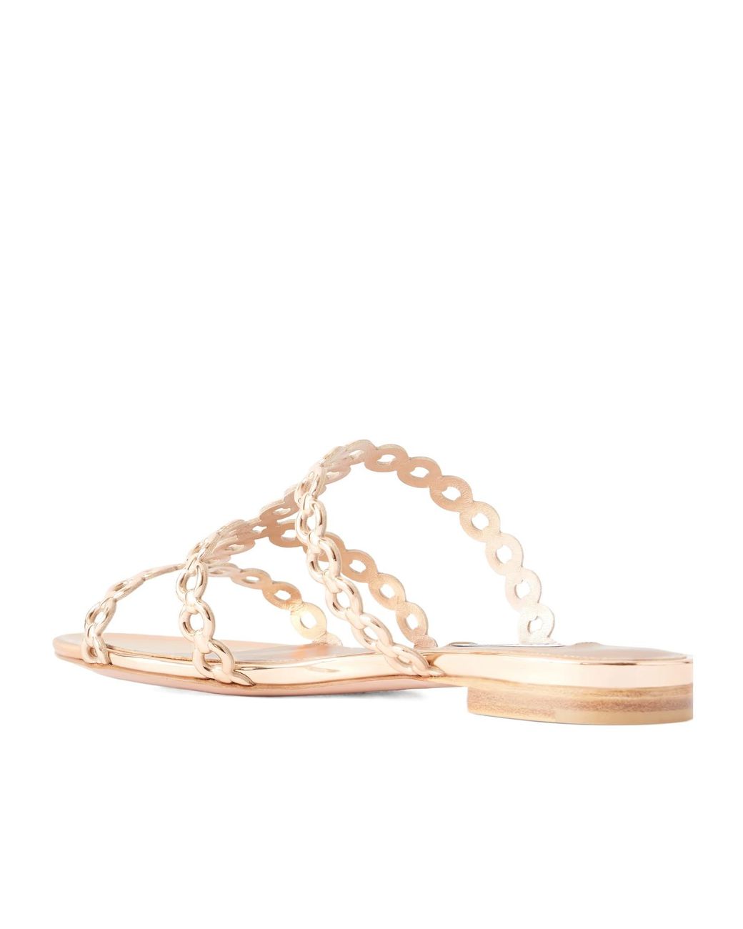 Aquazzura White Perforated Metallic-Leather Flats