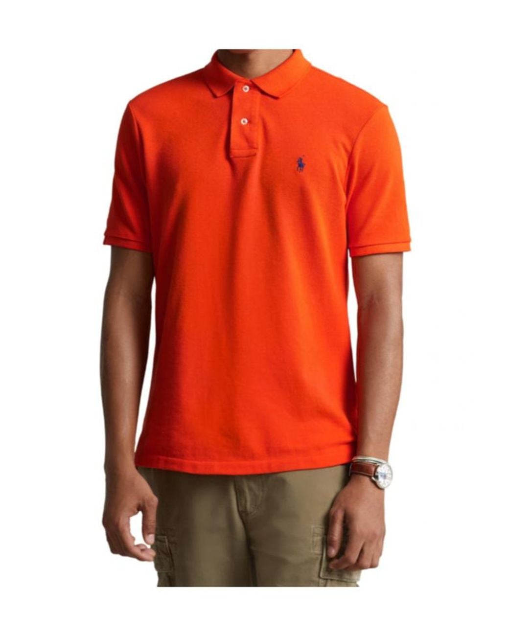 Polo Ralph Lauren Orange The Iconic Mesh Custom Polo Shirt for men