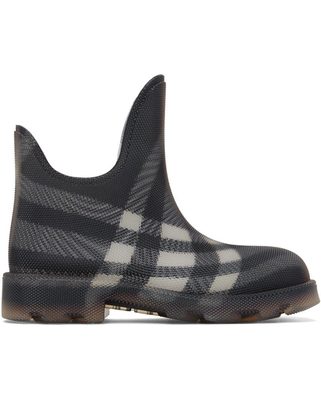 Burberry Gray Marsh Vintage-Check Mesh Pull-On Boots