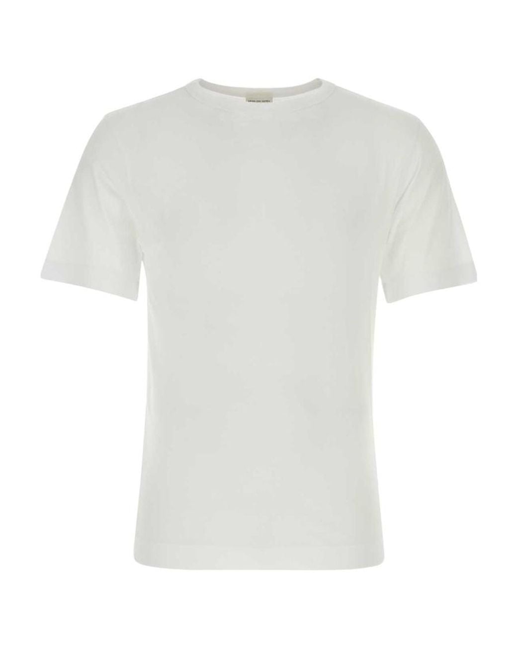 Dries Van Noten White Round-Necked T-Shirt for men