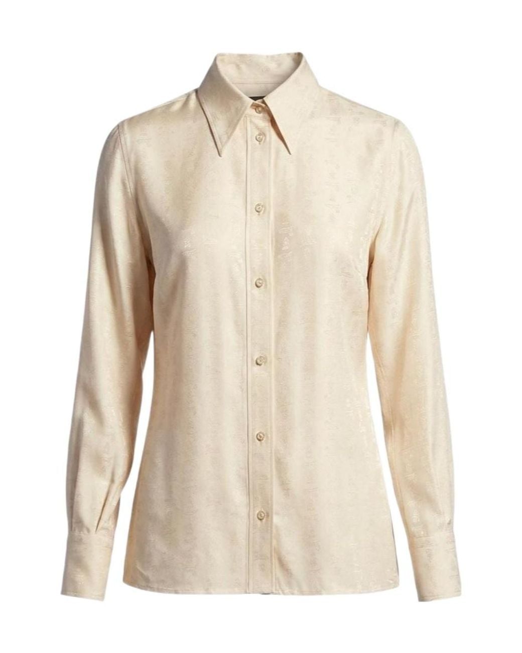 Gucci Natural Interlocking-G Button Jacquard Shirt